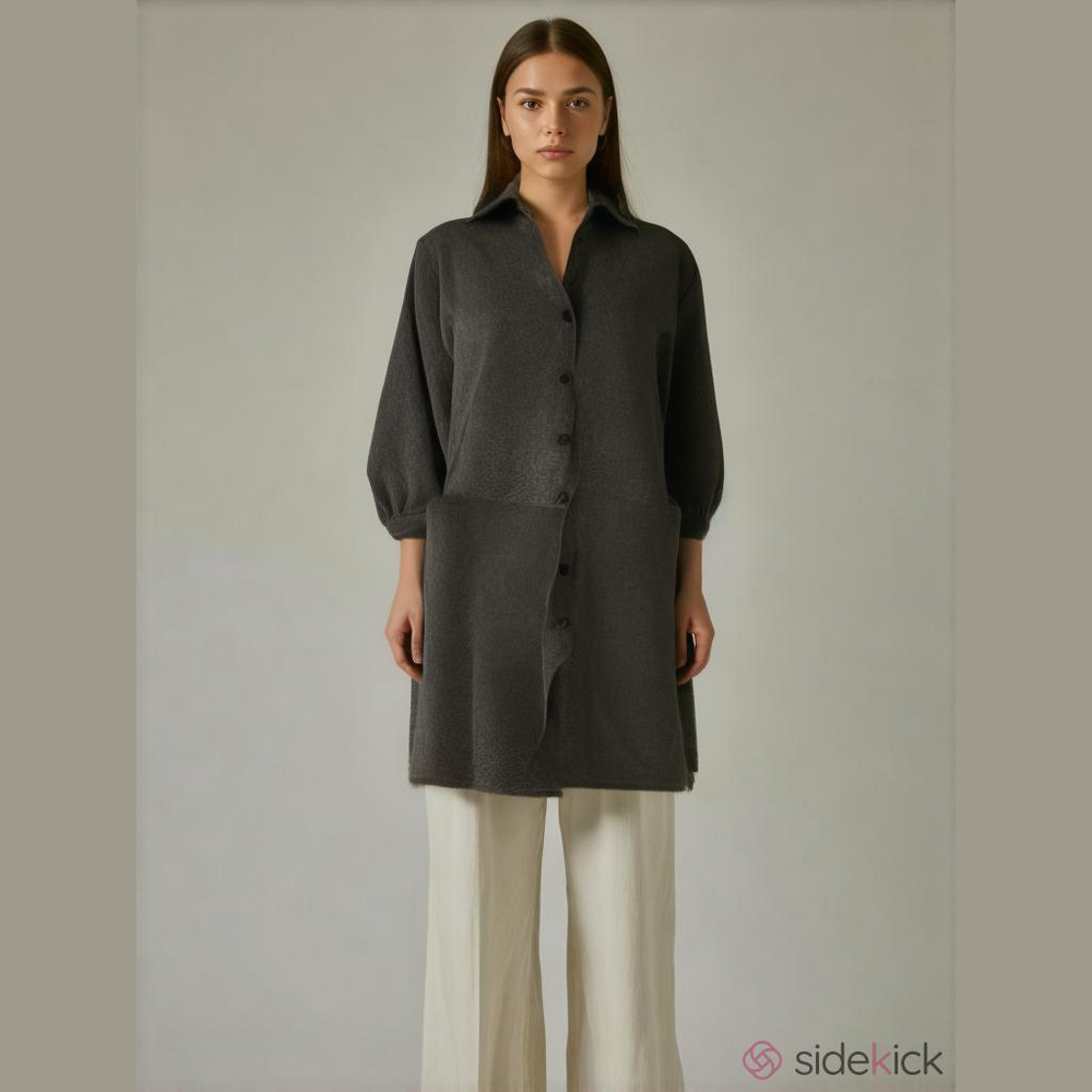 ZARA Forest Green Casual Academia Button Front Long Sleeves Mini Dress Large